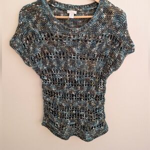 Chico's Multicolor Knit Short Sleeve Top